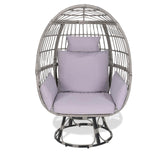 360° Swivel Egg Chair,Rattan Patio Egg Chair, 440lbs Capacity Oversized Patio Rotating Basket Chair, All-Weather Wicker Egg Lounger Chair for Outside Indoor