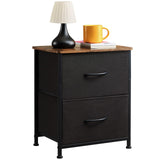 Nightstand with 2 Drawers, Bedside Table Small Dresser with Removable Fabric Bins for