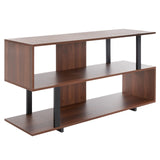 Mid-Century Modern TV Stand for 55" Flatscreen – Walnut & Black Entertainment Console