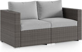 2 Piece Patio Furniture Set of 2 Seats,Outdoor Wicker Patio Loveseat Sofa
