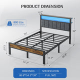 Full Platform Bed with LED Lights & Charging Station