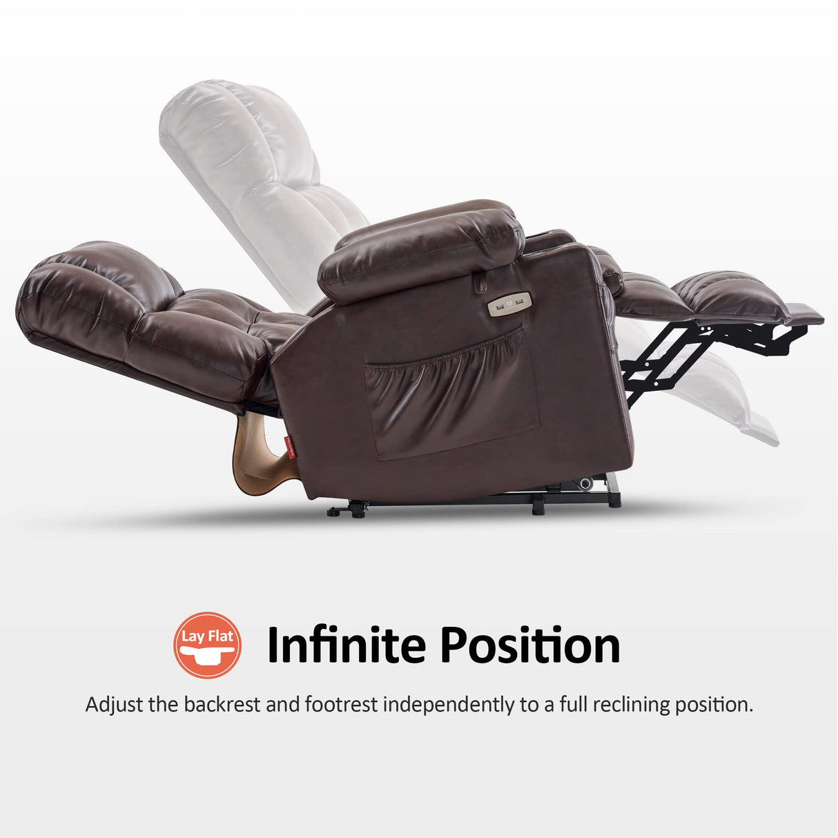 Power Lift Recliner Chair with Massage and Heat for Elderly, Infinite Position, USB Ports,