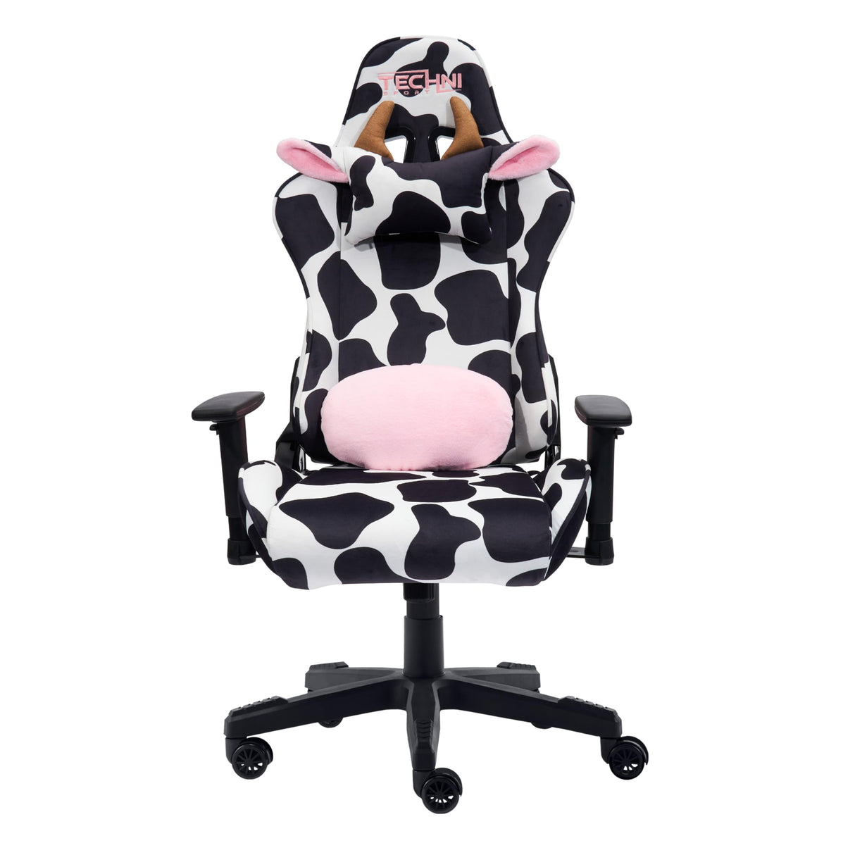 Cow Print Gaming Chair - Ergonomic Office Chair with Memory Foam & Lumbar Support
