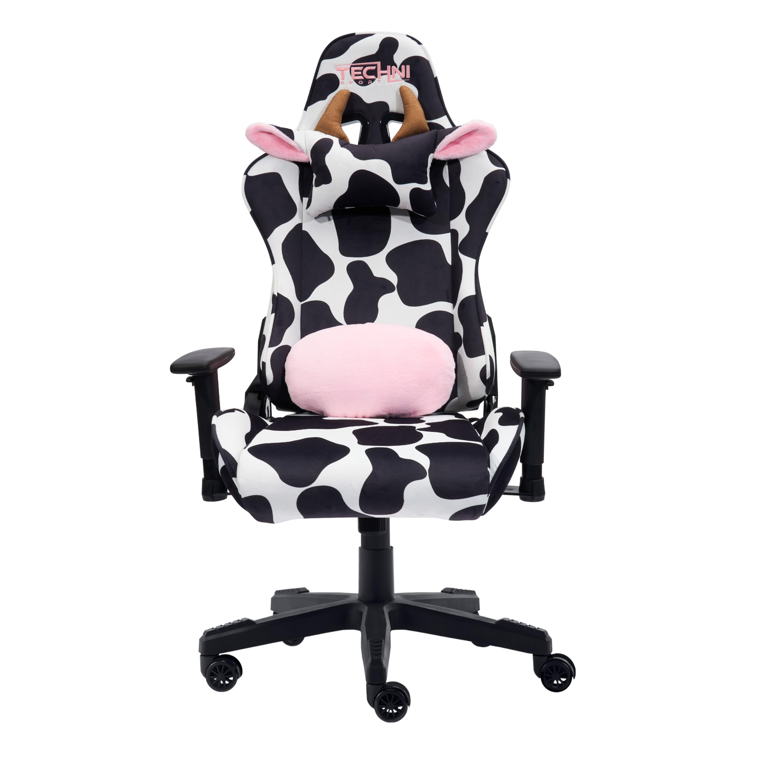 Cow Print Gaming Chair - Ergonomic Office Chair with Memory Foam & Lumbar Support
