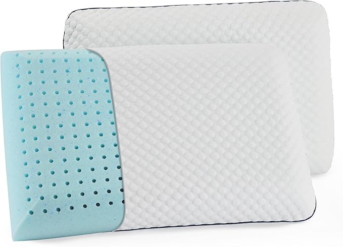 Gel Memory Foam Pillow - King Size - 2-Pack - Medium Plush Feel - Neck & Shoulder