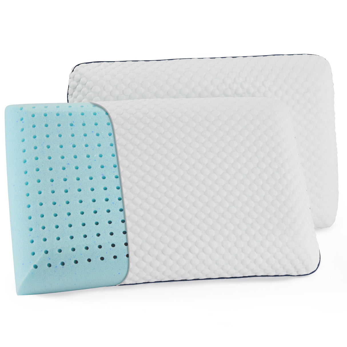 Gel Memory Foam Pillow - Queen Size - 2-Pack - Medium Plush Feel - Neck & Shoulder Support