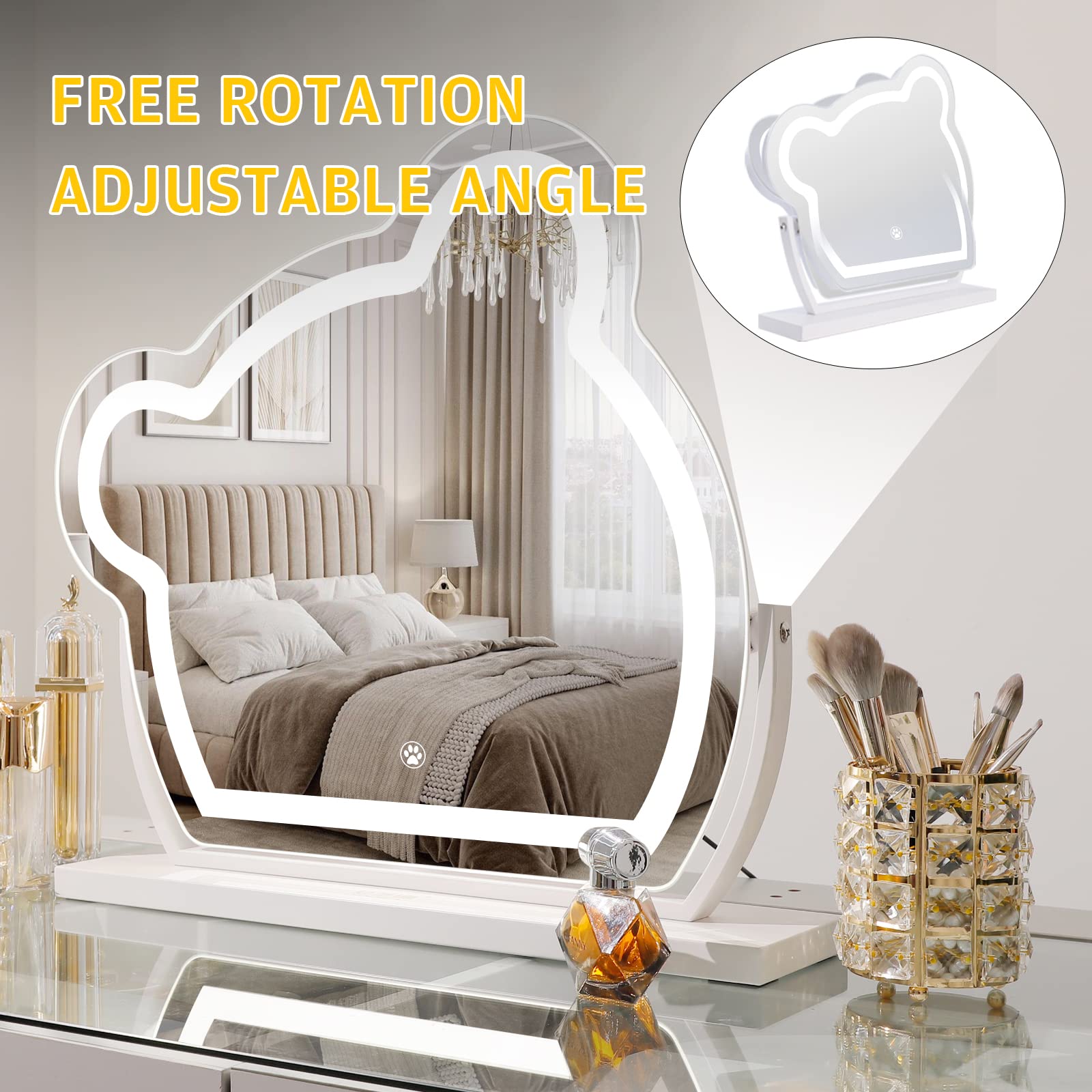 Hollywood Vanity Mirror with Lights Cute Bear Animal Lighted Makeup Mirror