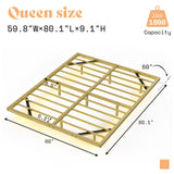 Queen Size Floating Bed Frame, Queen Bed Frame with LED Lights, Heavy Duty Metal