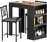 Small Bar Table and Chairs Tall Kitchen Breakfast Nook with Stools/Dining Set for 2