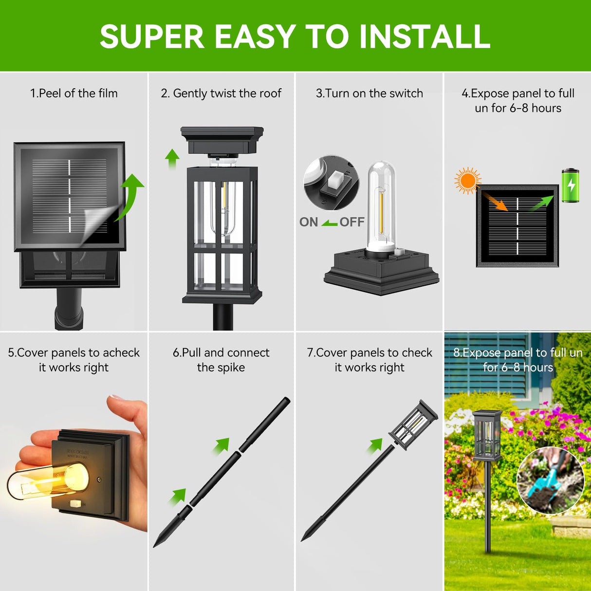 Solar Pathway Lights Outdoor, 8 Pack Modern Solar Garden Lights Outdoor Waterproof,