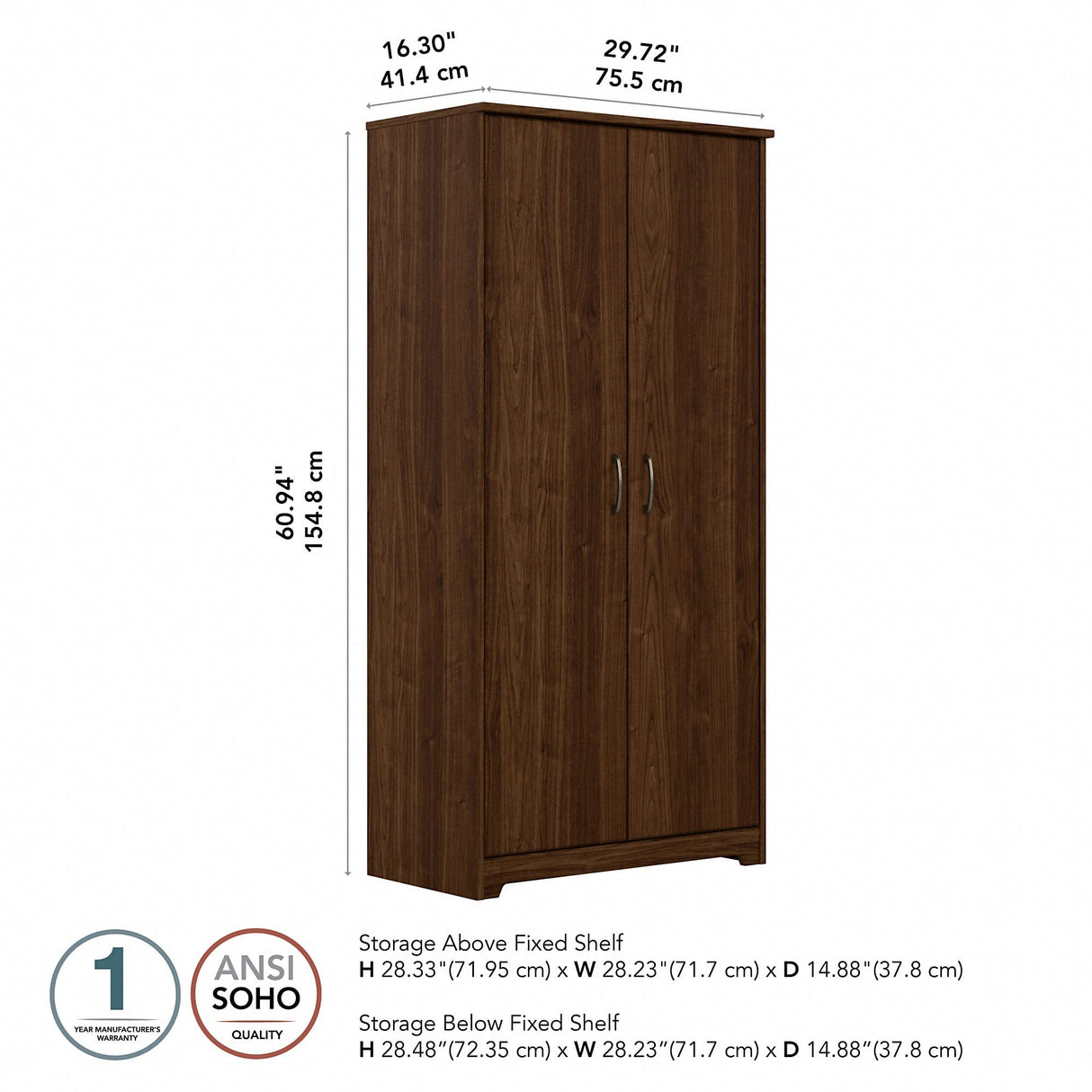 Cabot Tall Storage Cabinet with Doors in Modern Walnut