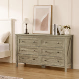 Wood Dresser for Bedroom, 6 Drawer Dresser Organizer, Chest of Drawers, Stylish Storage Dresser for Living Room