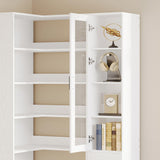 Bookshelf, 6-Tier Bookshelf with Doors and Storage, L Shaped Corner Bookshelf for Bedroom,