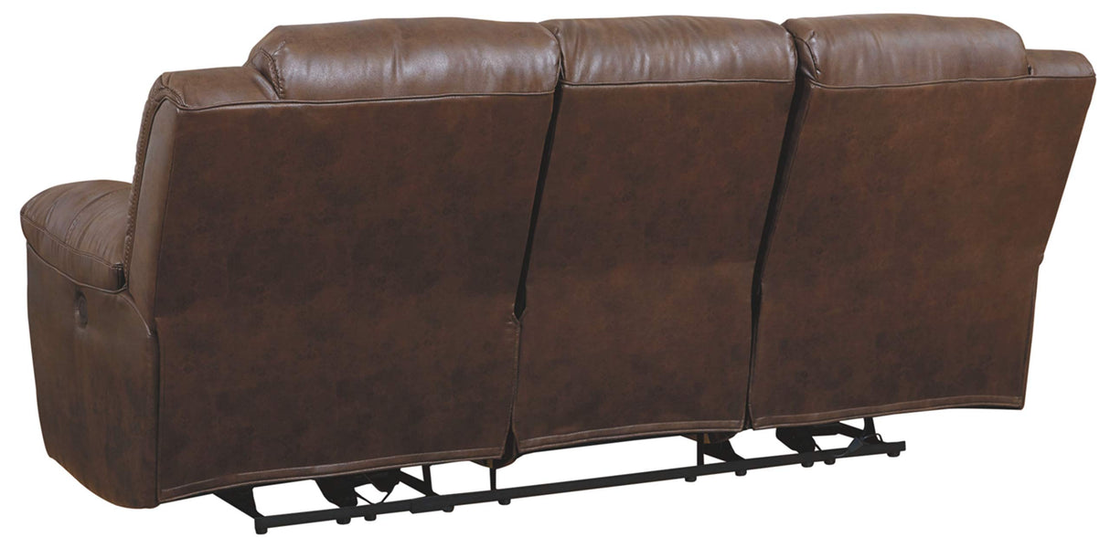 Stoneland Faux Leather Manual Pull Tab Reclining Sofa, Dark Brown