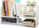 Fashion Bookshelf 2 Tier Bookshelf with 5 Compartments Bookcase Desktop Storage