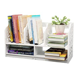 Fashion Bookshelf 2 Tier Bookshelf with 5 Compartments Bookcase Desktop Storage