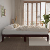 King Wood Platform Bed Frame with Slats - Cherry Finish