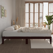 King Wood Platform Bed Frame with Slats - Cherry Finish