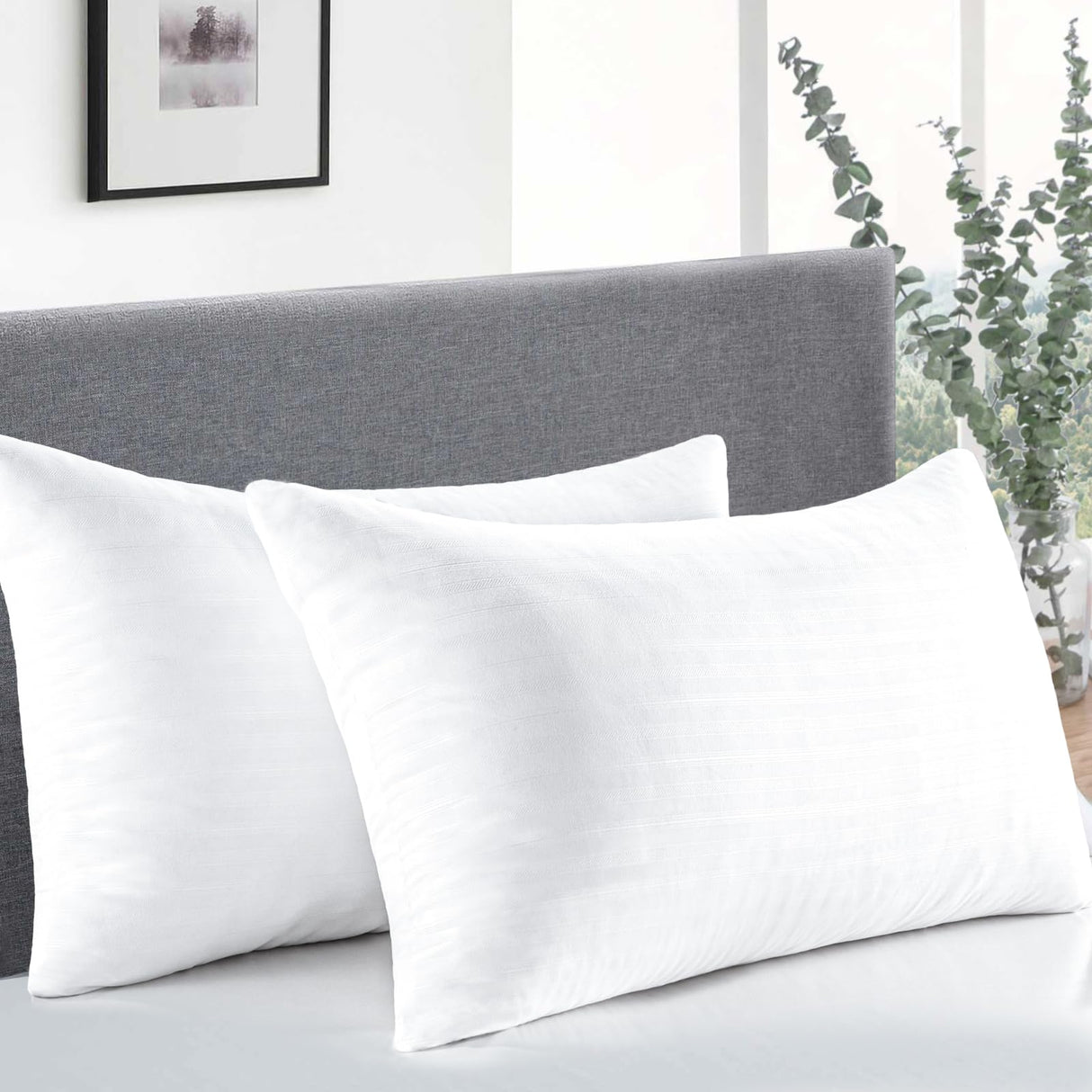 Size Set of 2, Hotel Down Alternative Bed Pillows for Sleeping, Queen Pillows
