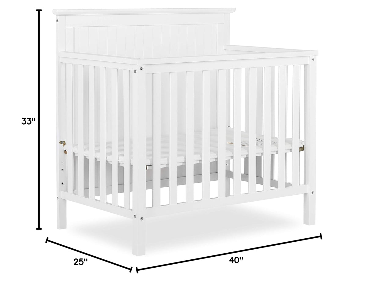 Ava 4-in-1 Convertible Mini Crib in White, Greenguard Gold Certified, Non-Toxic Finish,