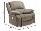 Draycoll Contemporary Power Rocker Recliner, Grayish Brown