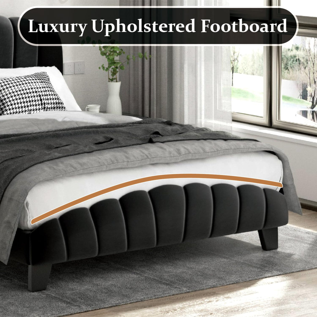 Queen Bed Frame with Headboard for Adjustable Bed,