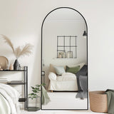 Extra Large Floor Mirror 71"×32" Arched Full Length Mirror with Stand Hanging Leaning or Standing Full Body Mirror for Bedroom Living Room (Black)