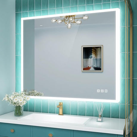 36''x28'' LED Bathroom Mirror with Lights, Bathroom Vanity Wall Mirror with Buletooth