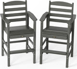 Outdoor Bar Stools Set of 2, HDPE Weather Resistance Tall Adirondack Chairs Outdoor Bar