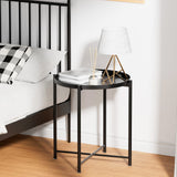 Metal Tray End Table, Round Accent Coffee Side Table