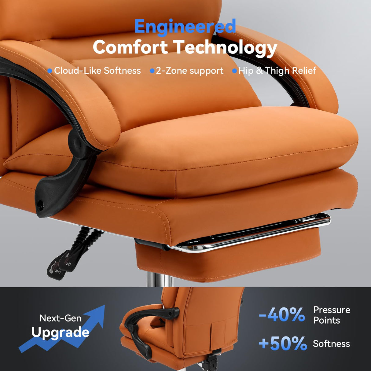 Ergonomic Big and Tall Office Chair with Footrest and Lumbar Support