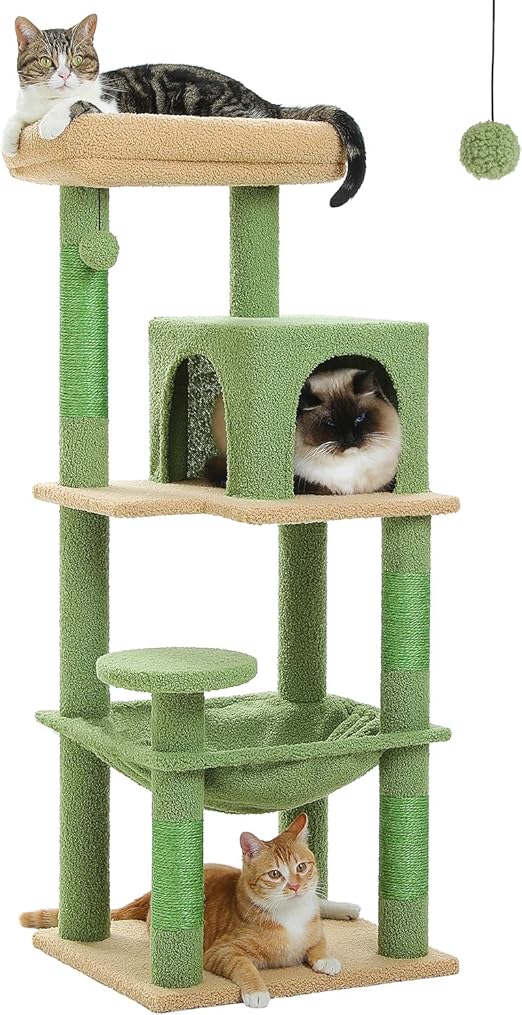 Multi Level Cat Tower with Large Metal Frame Hammock