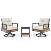 3 Pieces Rocking Bistro Set, Wicker Patio Bistro Set with 2 Rocking Chairs