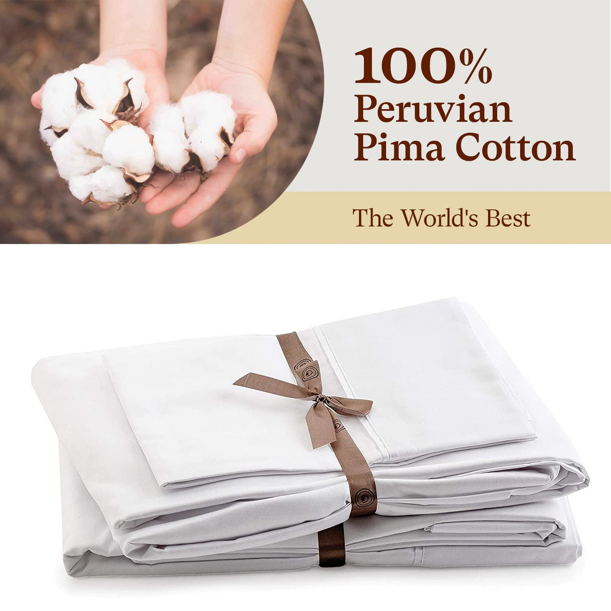 Thermoregulating All-Season Bed Sheet Set, 100% Peruvian Cotton, (Flat Sheet,