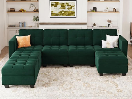 Modular U Shaped Sectional Sofa Couch, Oversized Sectional Sofa with Stoarge Seat