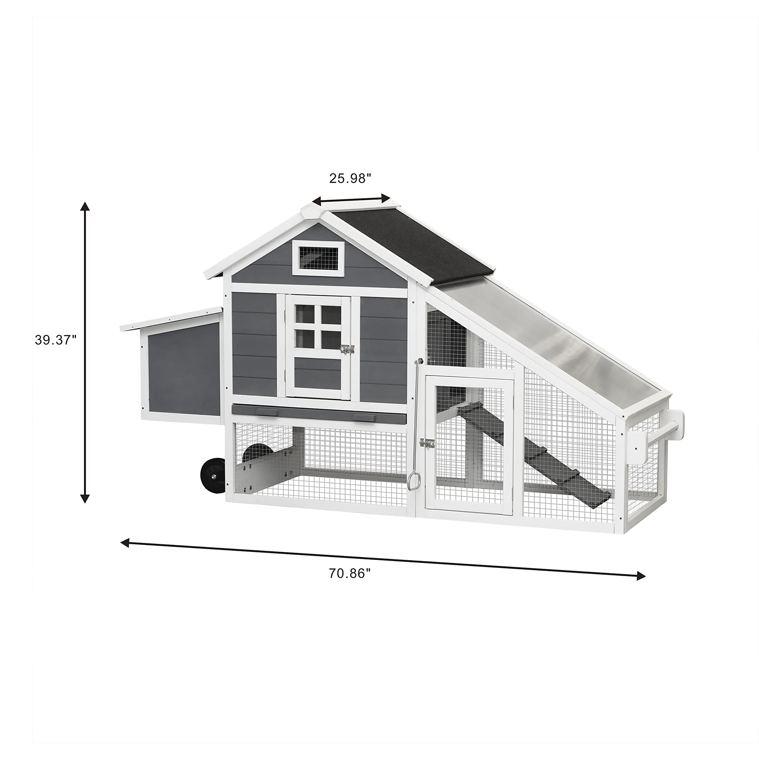 RolliRoost Wooden Chicken Coop with Nesting Box, Tray & Wheels