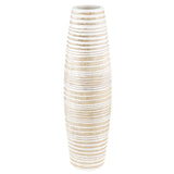 Modern Stripes Rounded White and Brown Mango Tree Wood Flower Vase