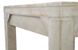 Fregine Farmhouse Square End Table with Floor Shelf, Weathered White Finish