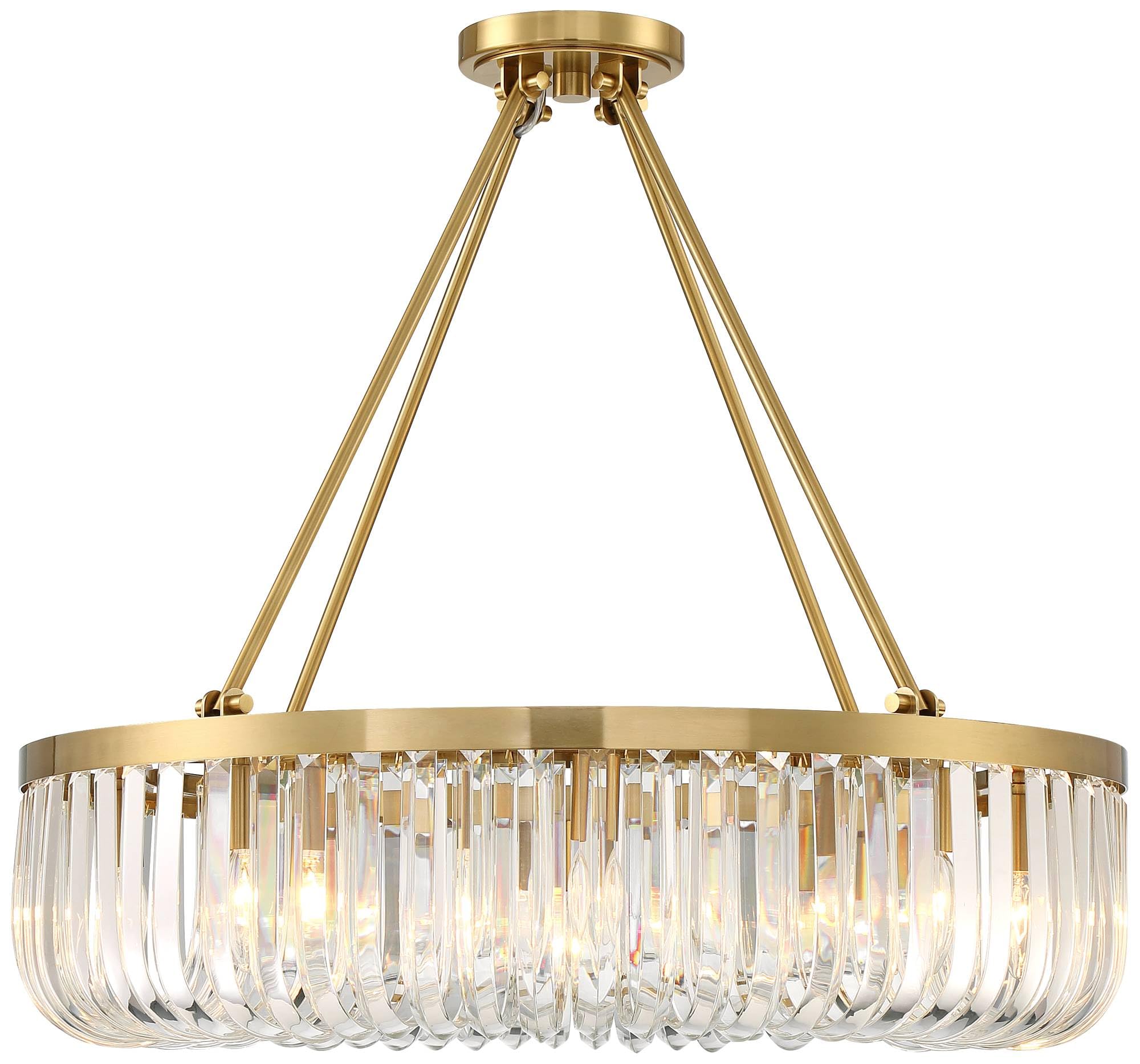 Jenna Modern Glam Ceiling Light Semi Flush-Mount Fixture 28" Soft Gold Metal 8-Light