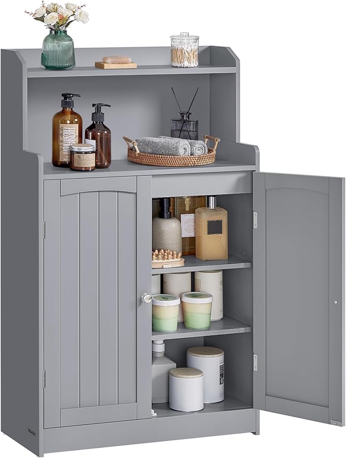 Bathroom Storage Cabinet, Bathroom Floor Cabinet with 2 Doors, 2 Adjustable Shelves