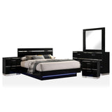 Alexandria Glam Wood 5-Piece Bedroom Set with Embedded LED Light, USB Charger