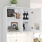 Wine Bar Cabinet with LED Light and Wine Glass Holder, Kitchen Pantry Cabinet