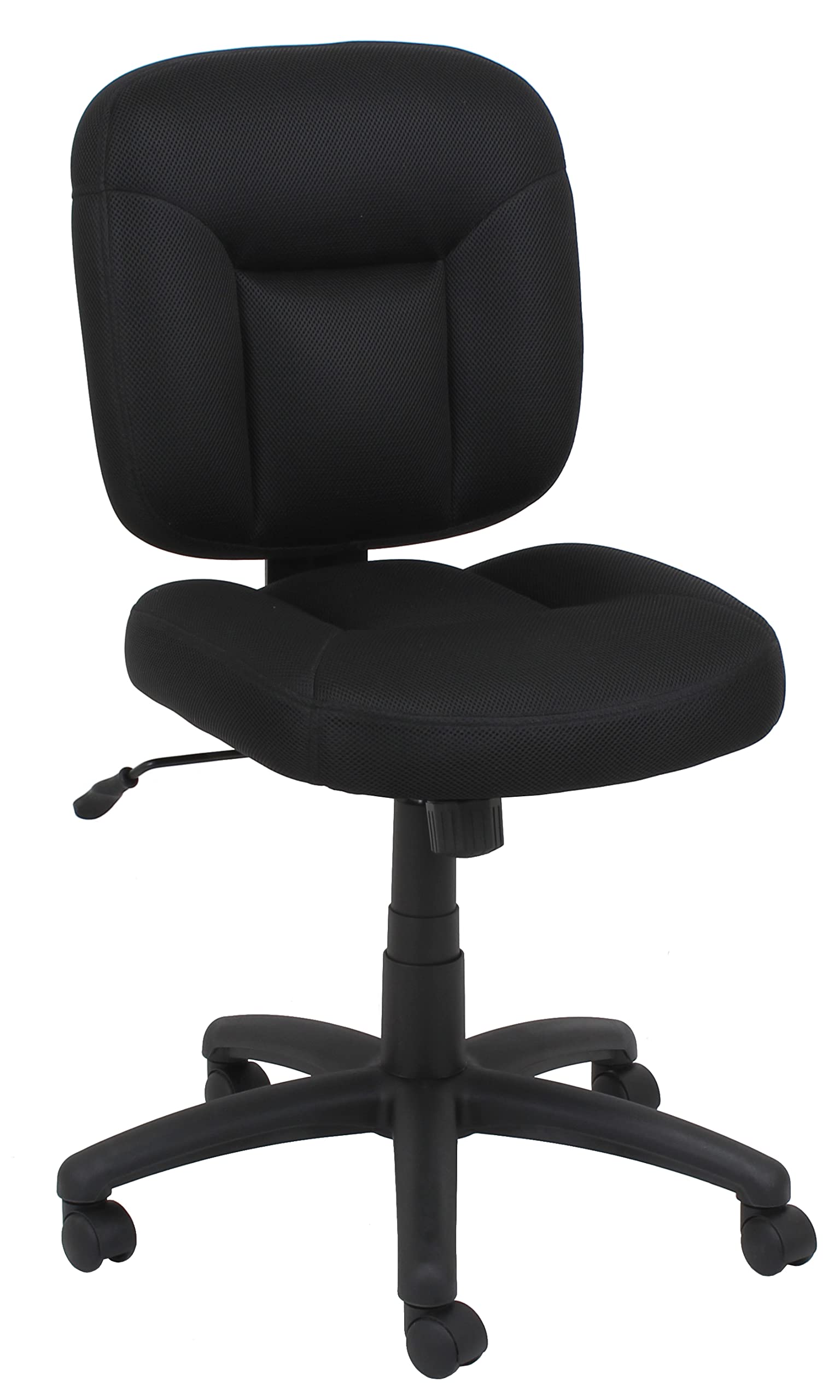 Low-Back Adjustable Office Chair - Black Fabric Upholstery