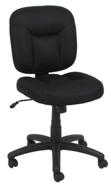 Low-Back Adjustable Office Chair - Black Fabric Upholstery