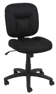 Low-Back Adjustable Office Chair - Black Fabric Upholstery