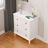 White 3 Drawers Nightstand with Charging Station, Modern Bedside Table 3 Drawers End