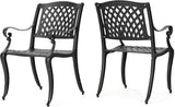 Hallandale Cast Aluminum Outdoor Dining Set, 5-Pcs Set, Black Sand