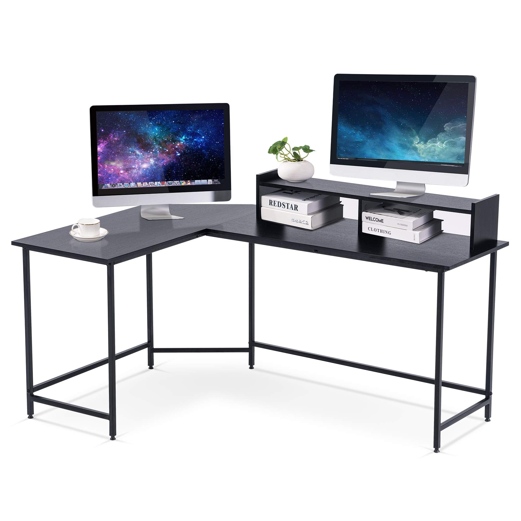 L Shaped Gaming Desk, Modern Reversible Computer Desk with Monitor Stand