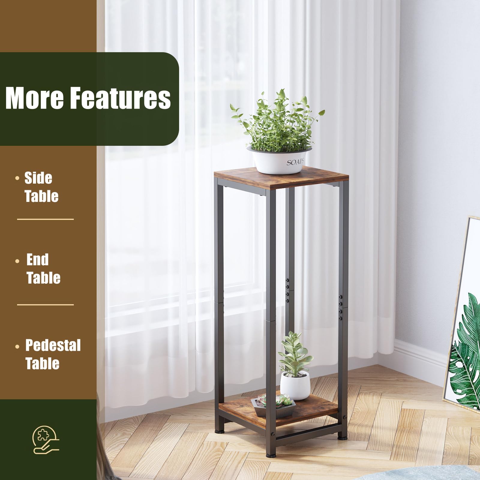 ZenLeaf 2-Tier Tall Plant Stand - Wood Plant Table