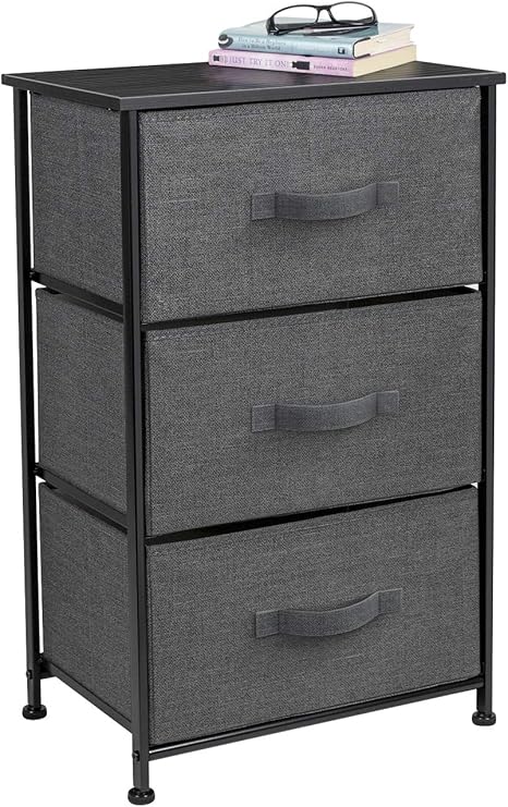 Nightstand with 3 Drawers - Bedside Furniture End Table Night Stand